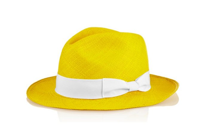 Hut auf! Gelber Panamahut mit weisser Schleife von Sensi Studio