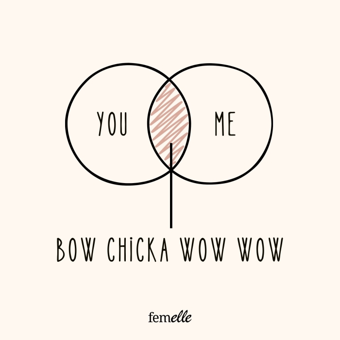 Valentinstag-Sprüche:You + me = Bowchikkawowow!